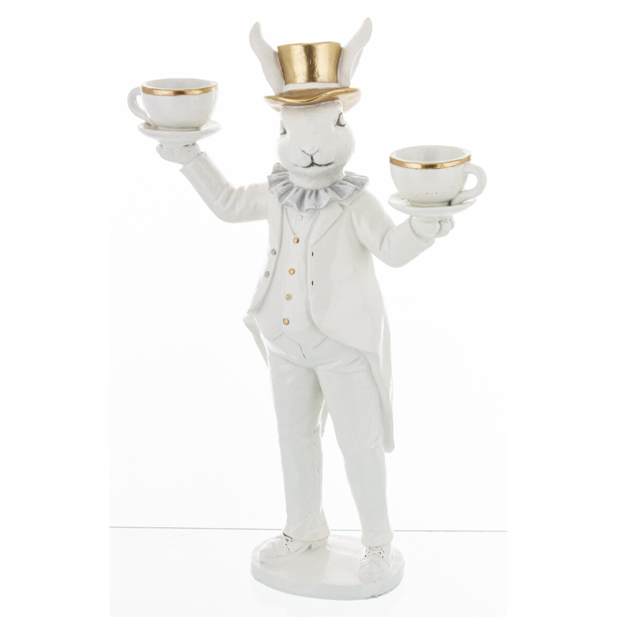 Dekoracja - królik z filiżankami 30,5x19x7 cm CAMERIERE