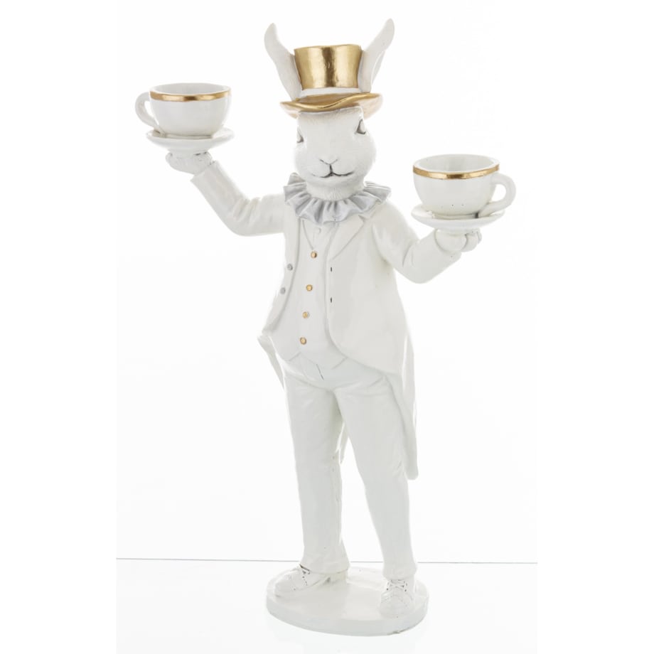 Dekoracja - królik z filiżankami 30,5x19x7 cm CAMERIERE