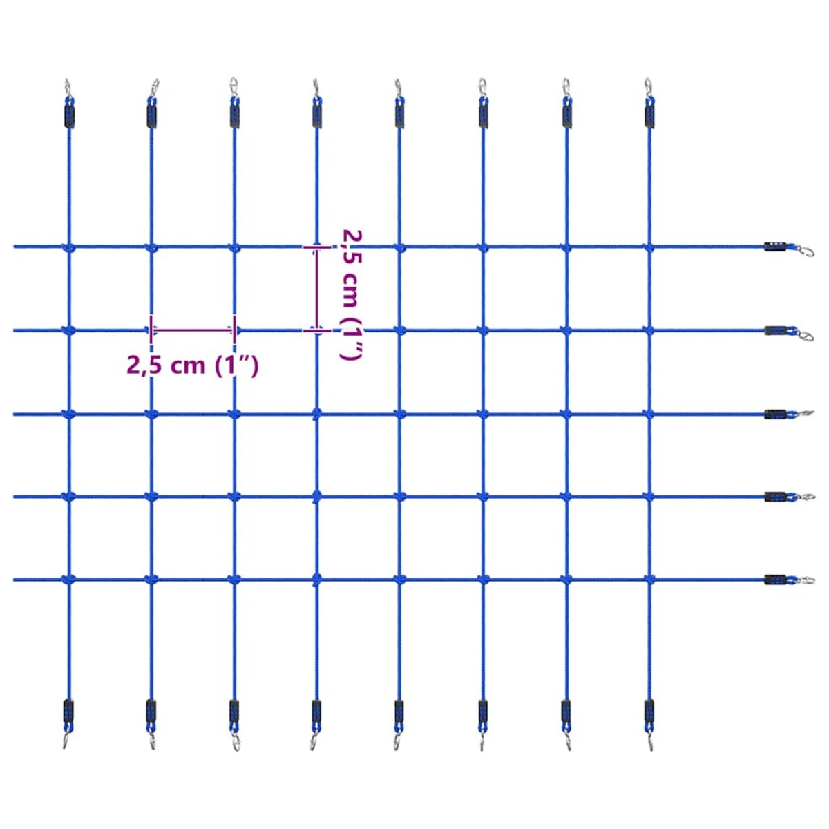vidaXL Siatka do wspinania, 200x150 cm, niebieska