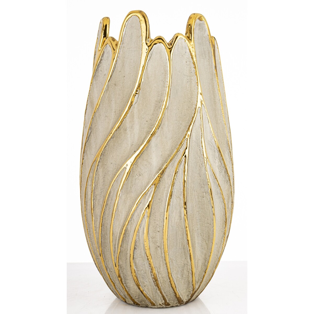 Wazon ceramiczny 37,5x18x18 cm TULIPANO-1 szaro-złoty