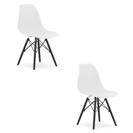 Krzesło Do Jadalni Kuchni Salonu Osaka Białe / Nogi Czarne X 2