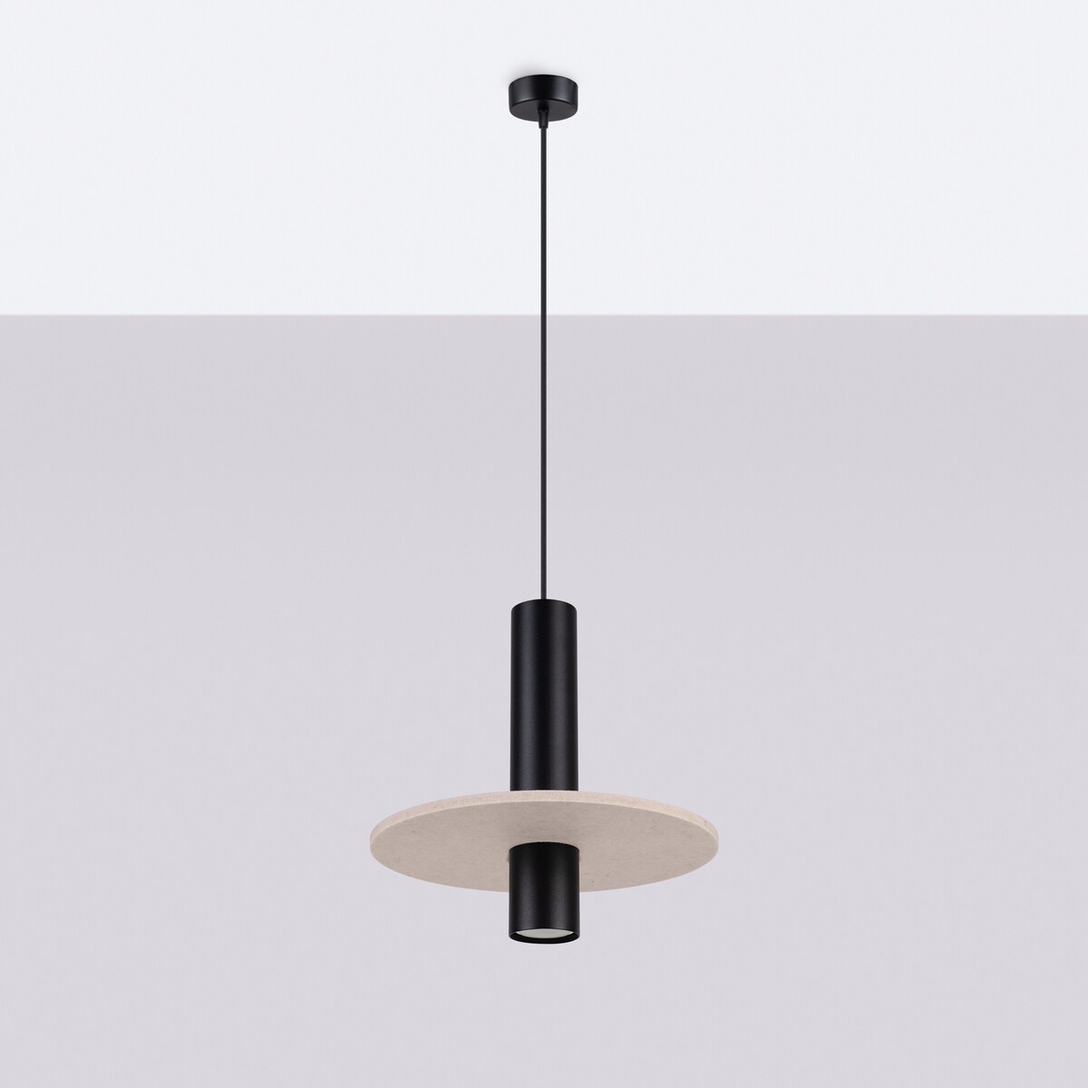 Lampa wisząca PELTA 1 czarna/beżowa