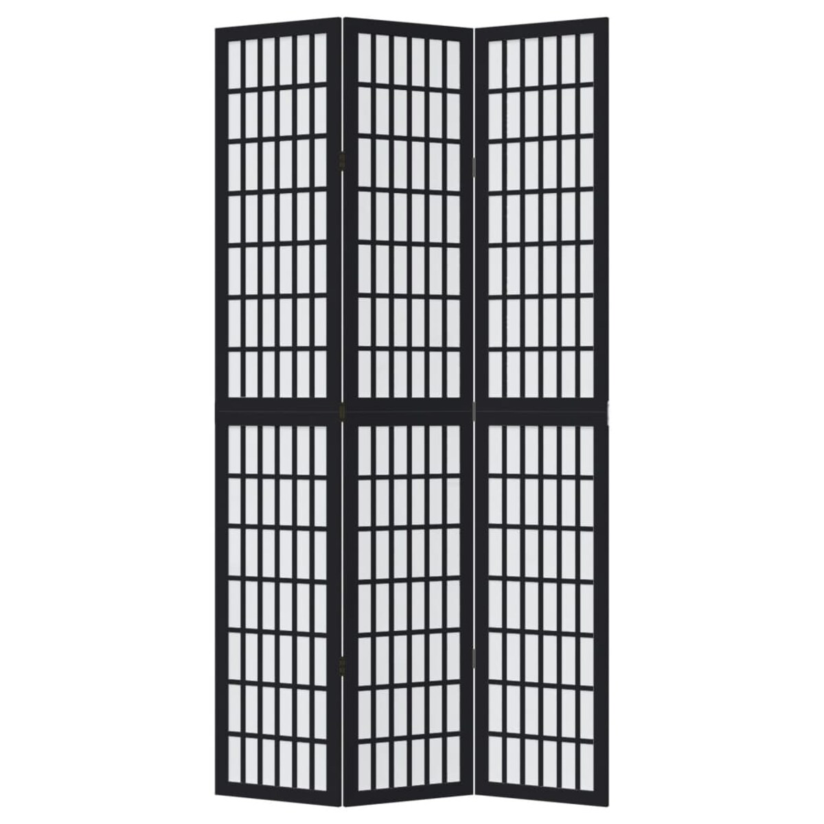 vidaXL Parawan pokojowy, 3-panelowy, czarny, lite drewno paulowni