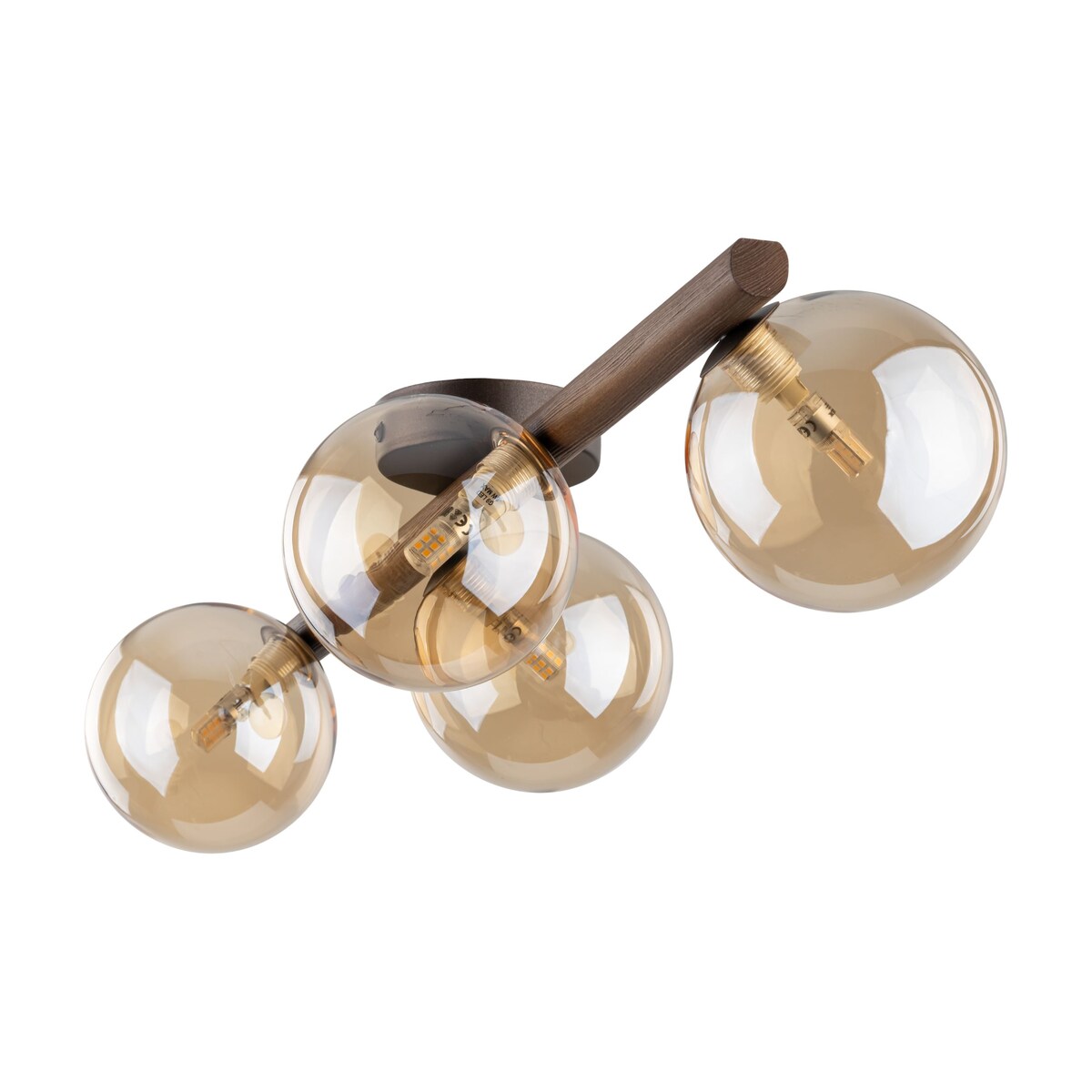 Lampa sufitowa TK Lighting ESTERA WOOD 11094, 4xG9, drewno, bursztynowe szkło, brąz