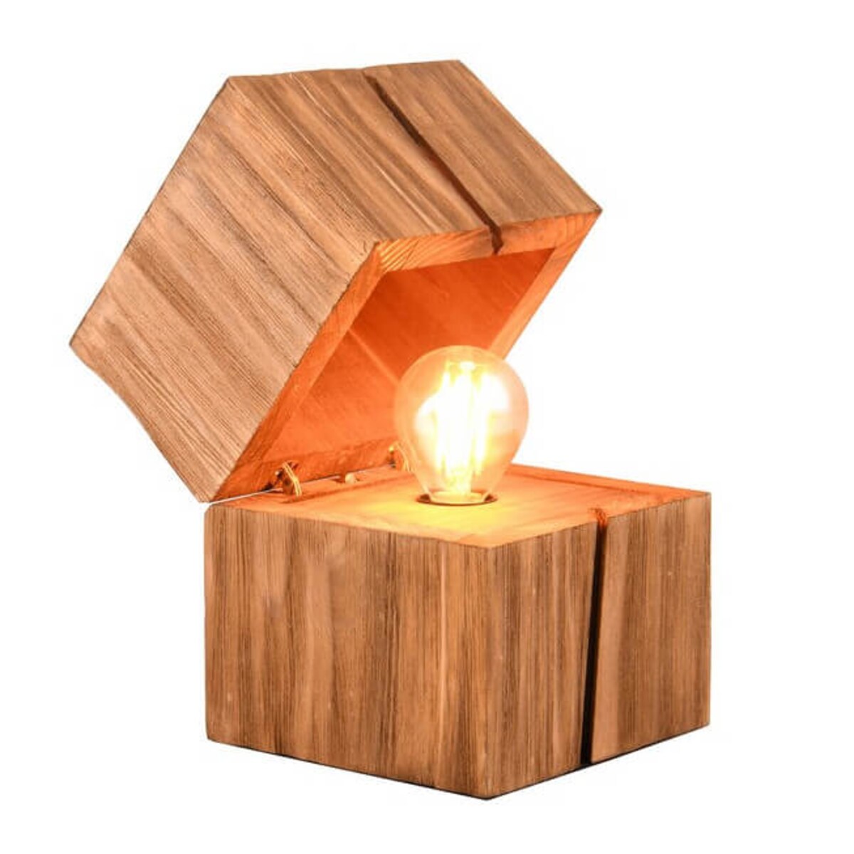 Drewniana lampa stołowa z włącznikiem Treasure 514110130 Trio brązowa