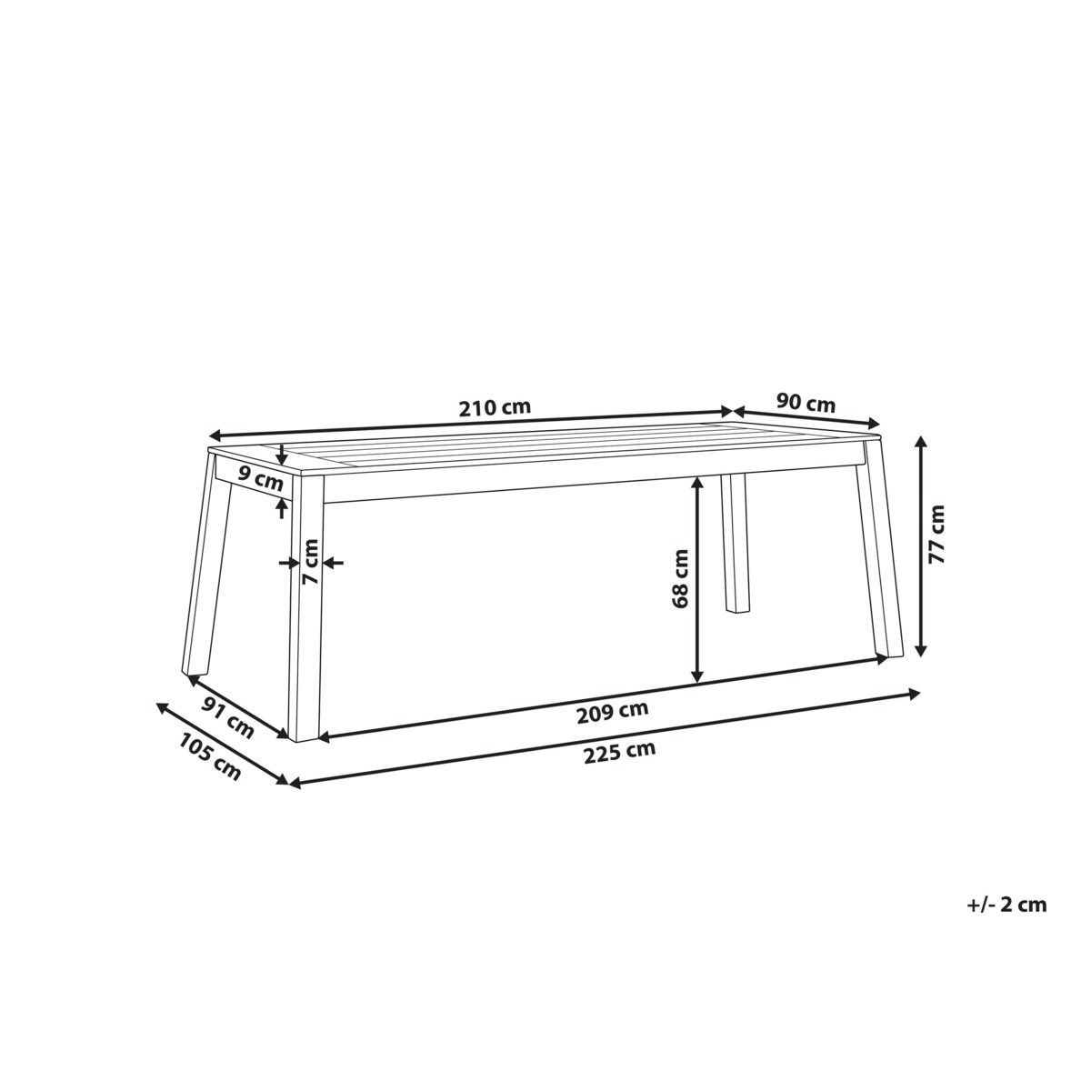 Stół ogrodowy akacjowy 210 x 90 cm jasne drewno LIVORNO