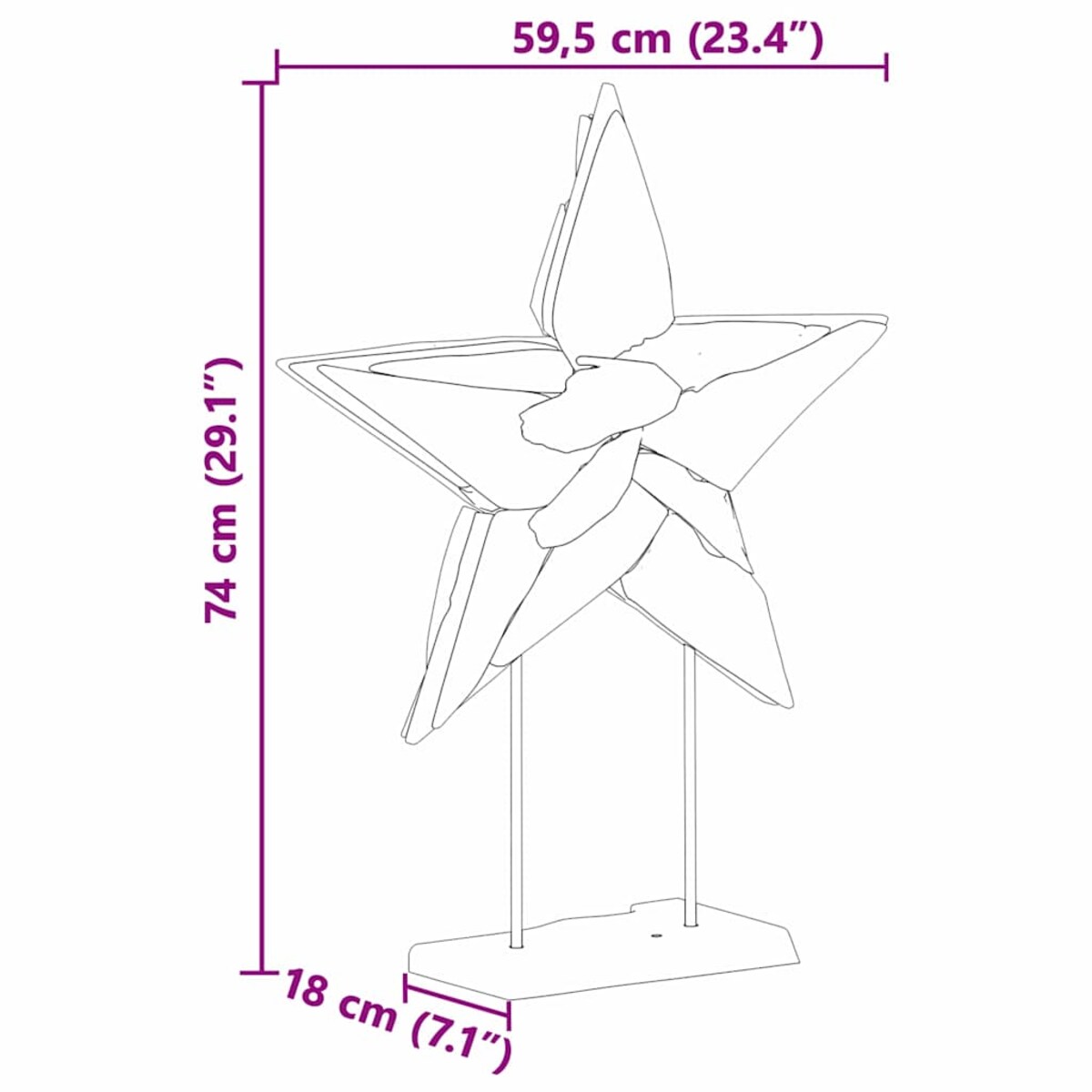 vidaXL Gwiazda Bożonarodzeniowa Brązowy 60 x 5 x 75 cm