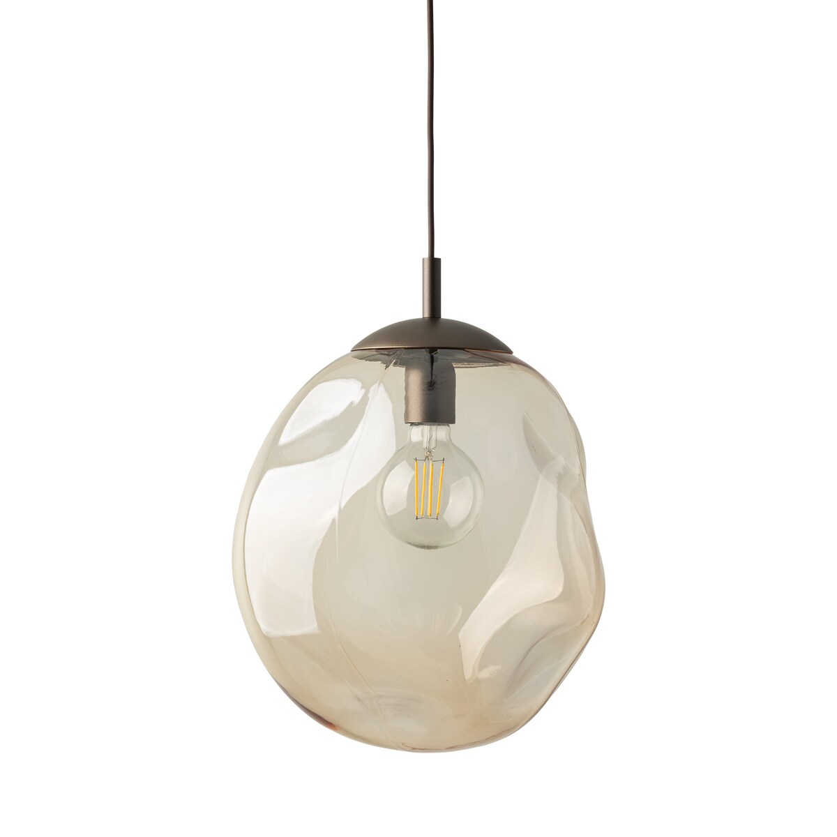 Lampa wisząca TK Lighting LAVA L Brown 11324 E27 regulowana bursztynowy szklany klosz nowoczesna do salonu i jadalni