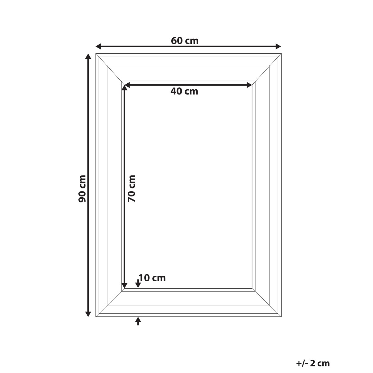 Lustro ścienne 60 x 90 cm czarne LUNEL