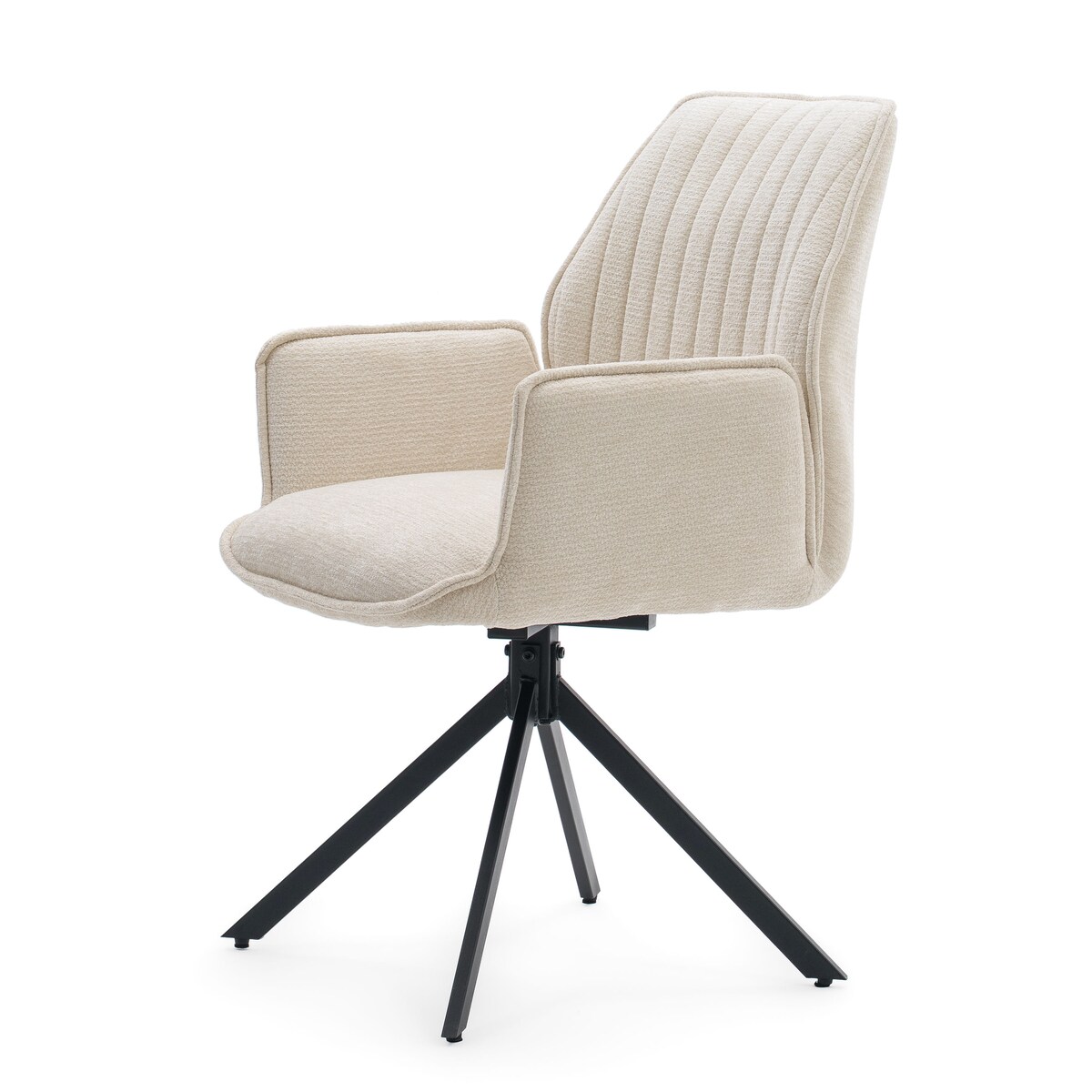 Krzesło tapicerowane obrotowe szenilowe do salonu MERANO kremowe