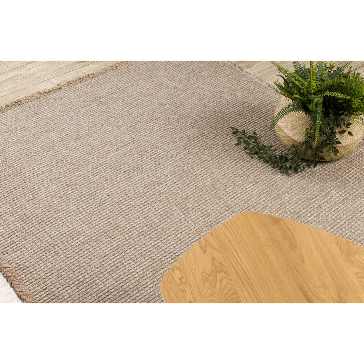 Dywan JUTE 3652 beż / szary jednolity - 60x100 cm