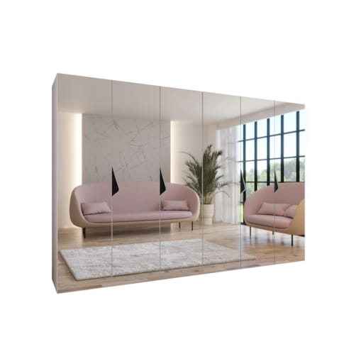 Szafa uchylna z lustrem Sandi 3 300 (2X150) wys 202 cm Biały + u Czarny