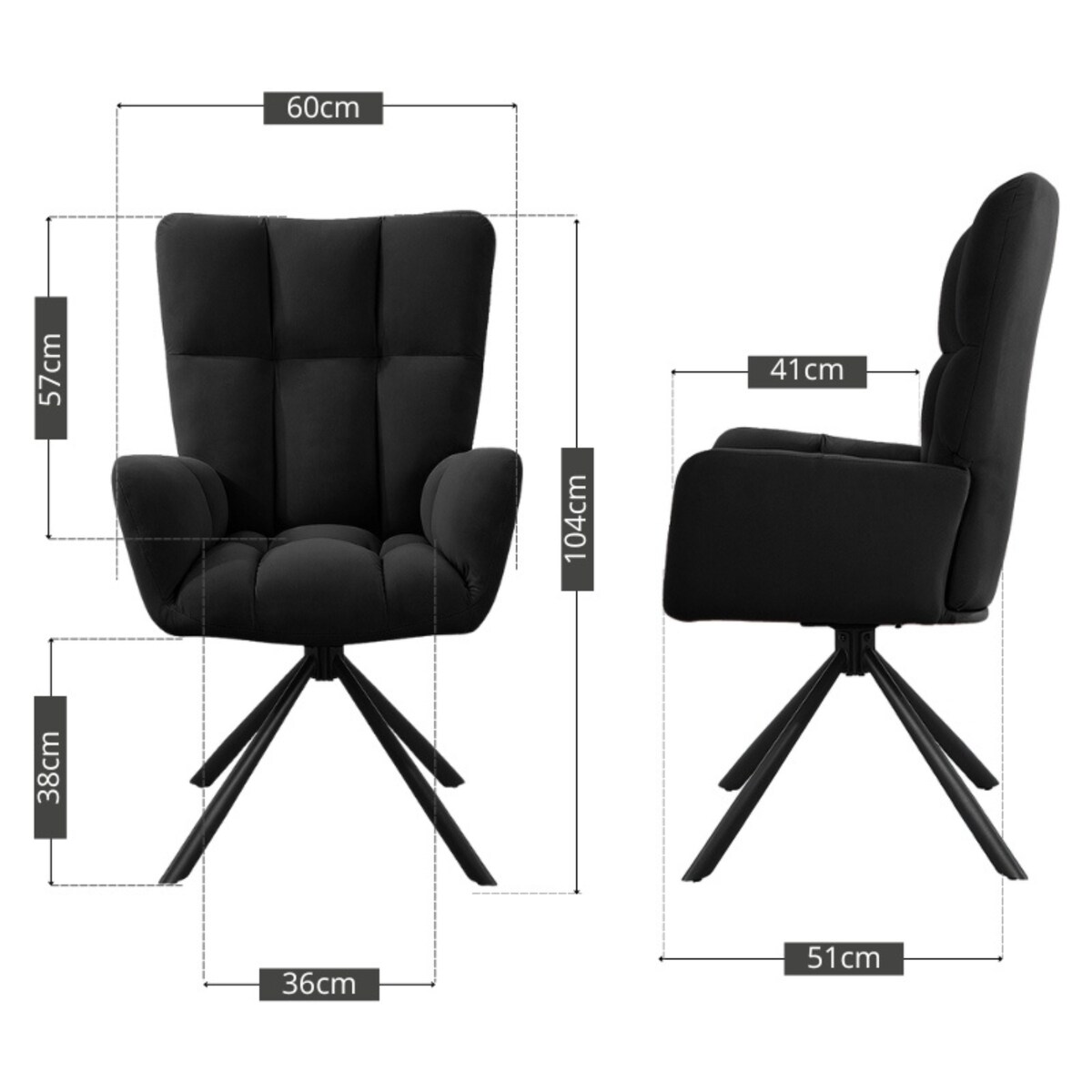 Krzesło tapicerowane obrotowe 180 do salonu jadalni nowoczesne welurowe czarny