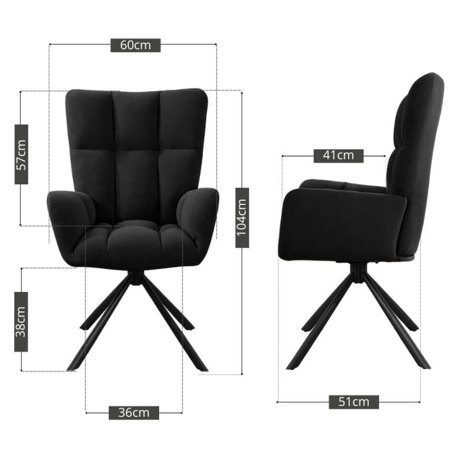Krzesło tapicerowane obrotowe 180 do salonu jadalni nowoczesne welurowe czarny