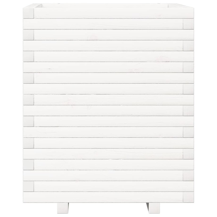 vidaXL Donica ogrodowa, biała, 60x60x72 cm, lite drewno sosnowe