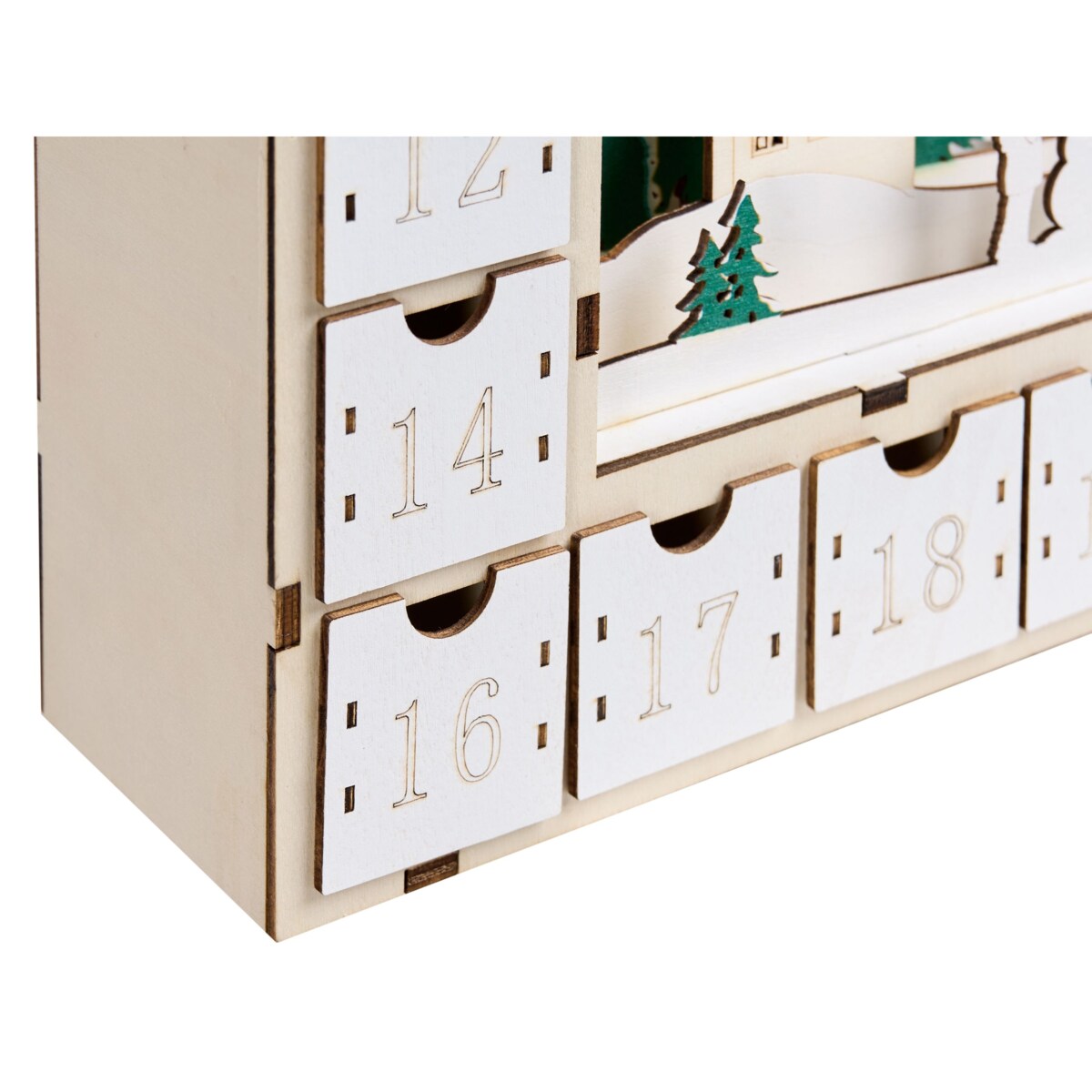 Dekoracja świąteczna LED NISSER Kalendarz adwentowy 44 cm Jasnobrązowy