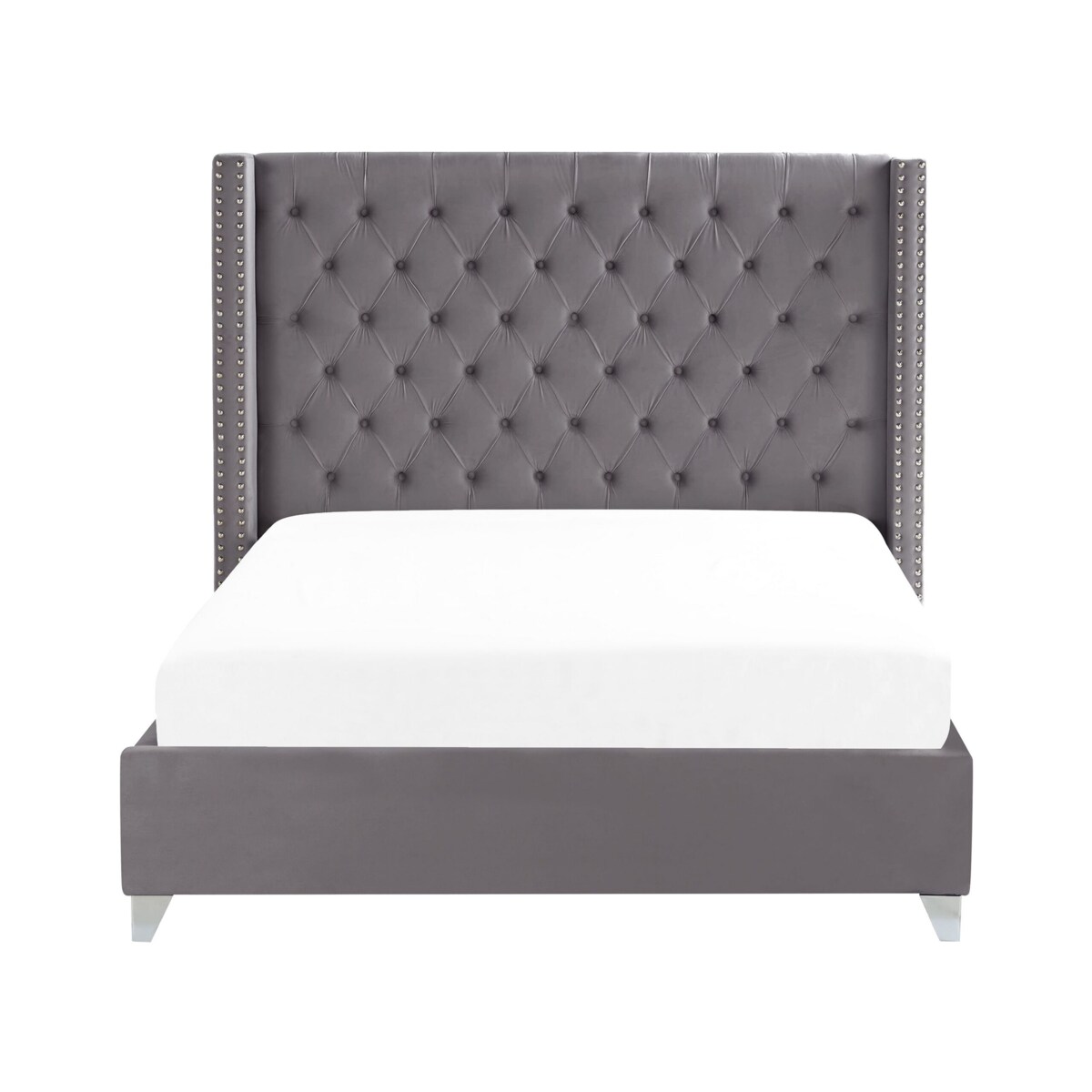 Łóżko welurowe 160 x 200 cm szare LUBBON