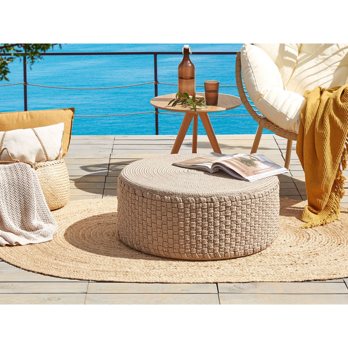 Puf ogrodowy 70 cm beżowy MITHI