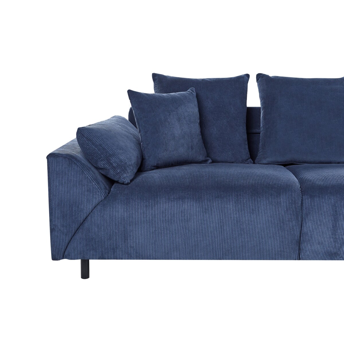 Narożnik LUNNER Sztruks Ciemnoniebieski dla 4 osób Lewostronny