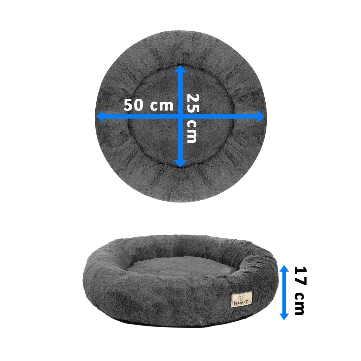 Legowiska Dla Małego Psa Shaggy 50 Cm Rozbieralne Antypoślizgowe Ciemnoszare
