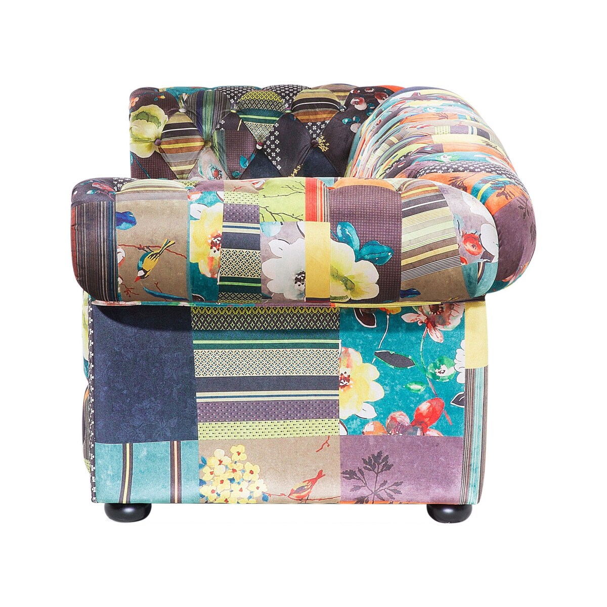 Sofa 3-osobowa patchworkowa żółta CHESTERFIELD