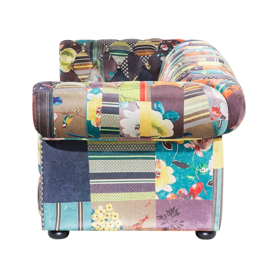 Sofa 3-osobowa patchworkowa żółta CHESTERFIELD