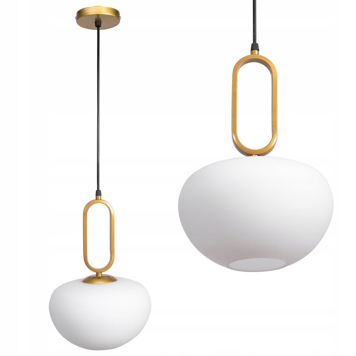 Lampa Wisząca Szklana Mleczna Złota Biała Toolight