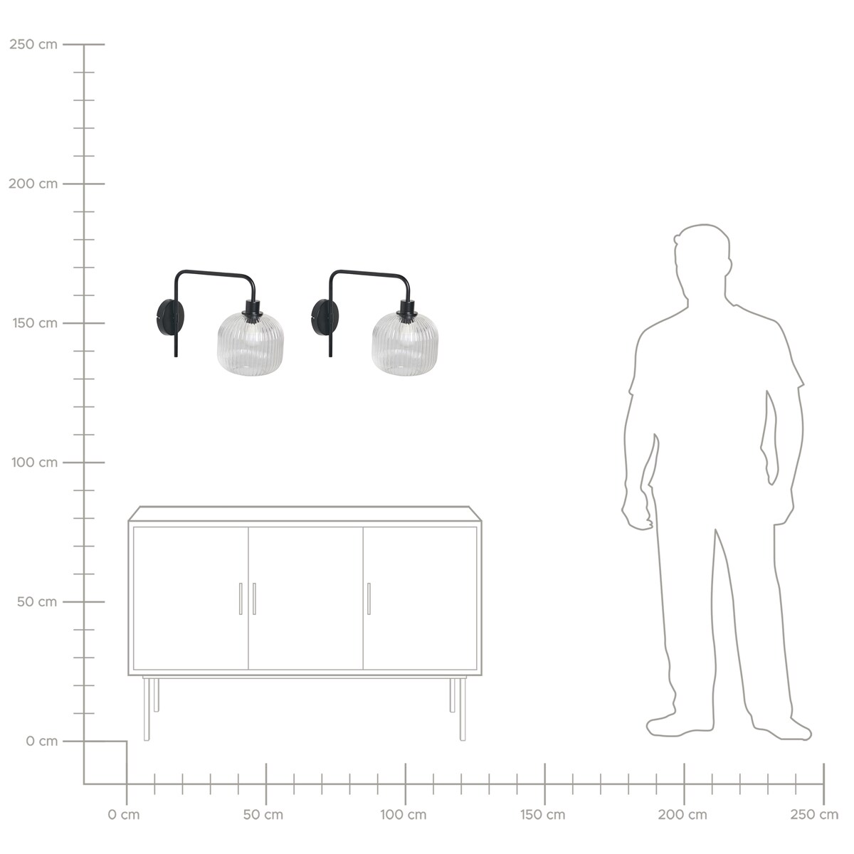 Zestaw 2 lamp ściennych COMAPALA Czarny Metal