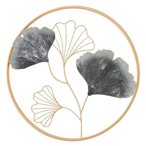 Panel ścienny metalowy FLOWER, złoty, Ø 45,5 cm