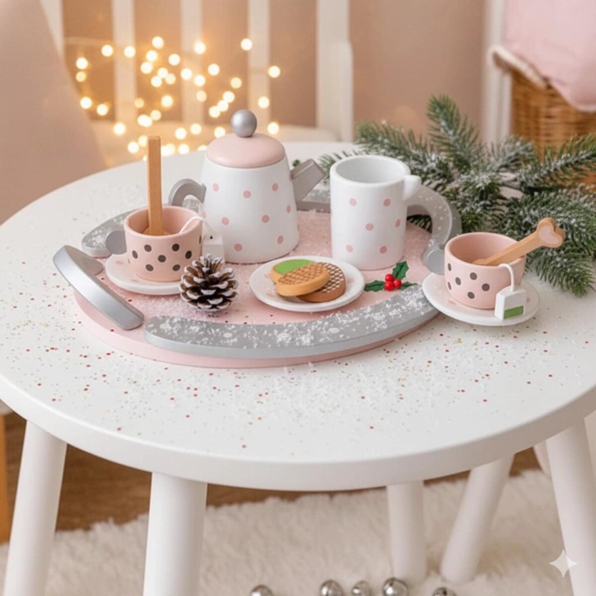 Drewniany zestaw do herbaty lub kawy dla dzieci – 15 elementów, Montessori