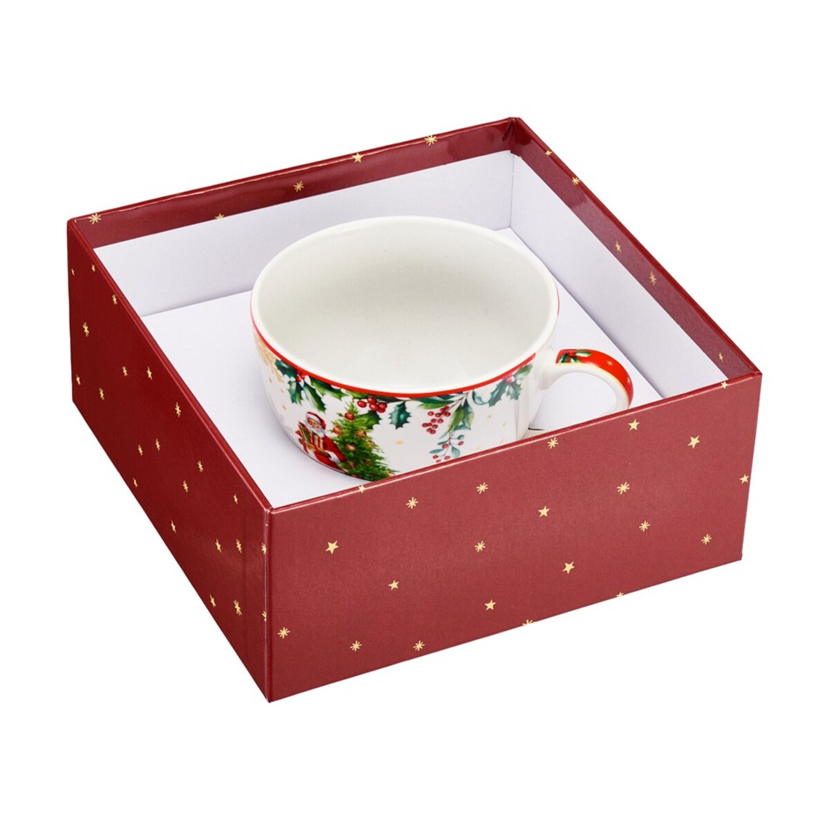 VILLA ITALIA Filiżanka świąteczna porcelanowa 260 ml FROZEN NOEL z Mikołajem