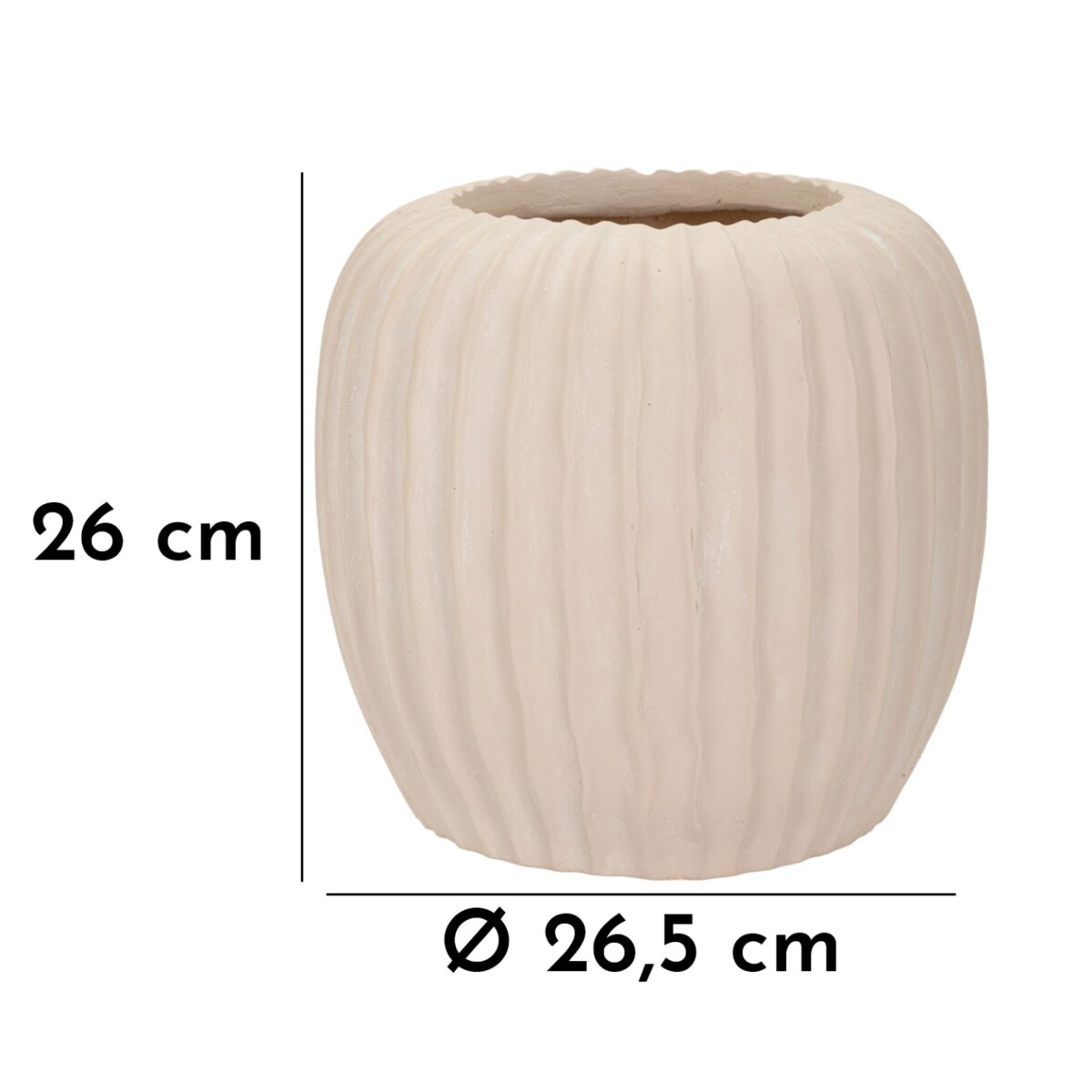 Osłonka dekoracyjna Mist, kolor kremowy, tlenek magnezu (MgO), 26,5 x 26,5 x 26 cm, na doniczkę do salonu, Mauro Ferretti