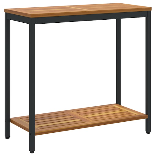vidaXL Stół na zewnątrz Naturalny i czarny 35x80x75 cm Lite drewno i stal