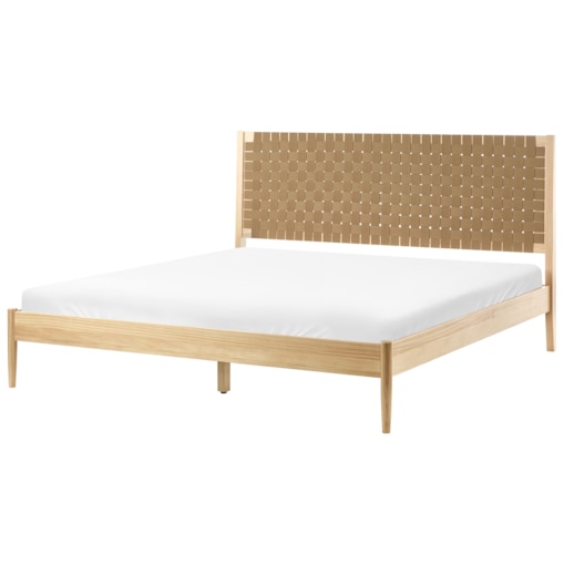 Łóżko Drewno sosnowe BRUNEMONT 180 x 200 cm Jasnobrązowy