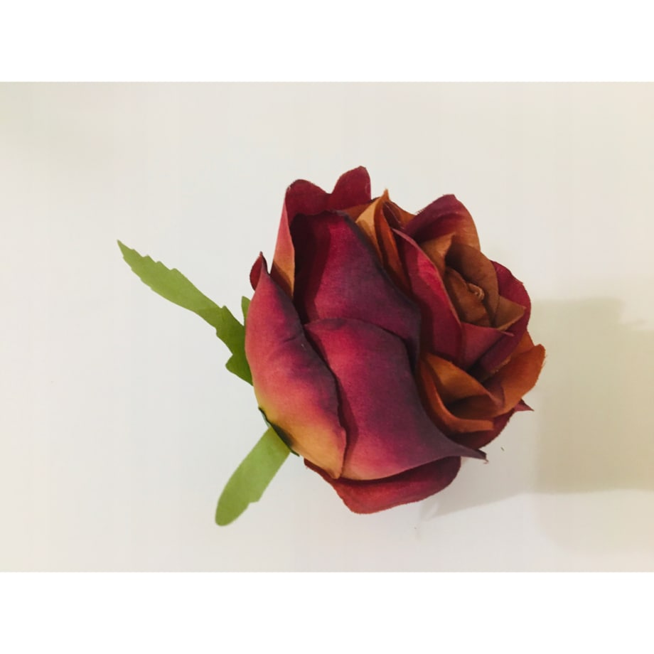 6x Róża sztuczna wyrobowa do wiązanek główka pąk sztuczne kwiaty trzykolor