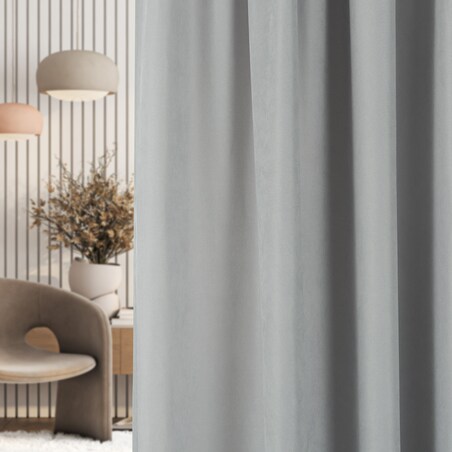 Zasłona na taśmie marszczącej srebrna aksamitna 140 x 280 cm 1 szt. 140x280 srebrny