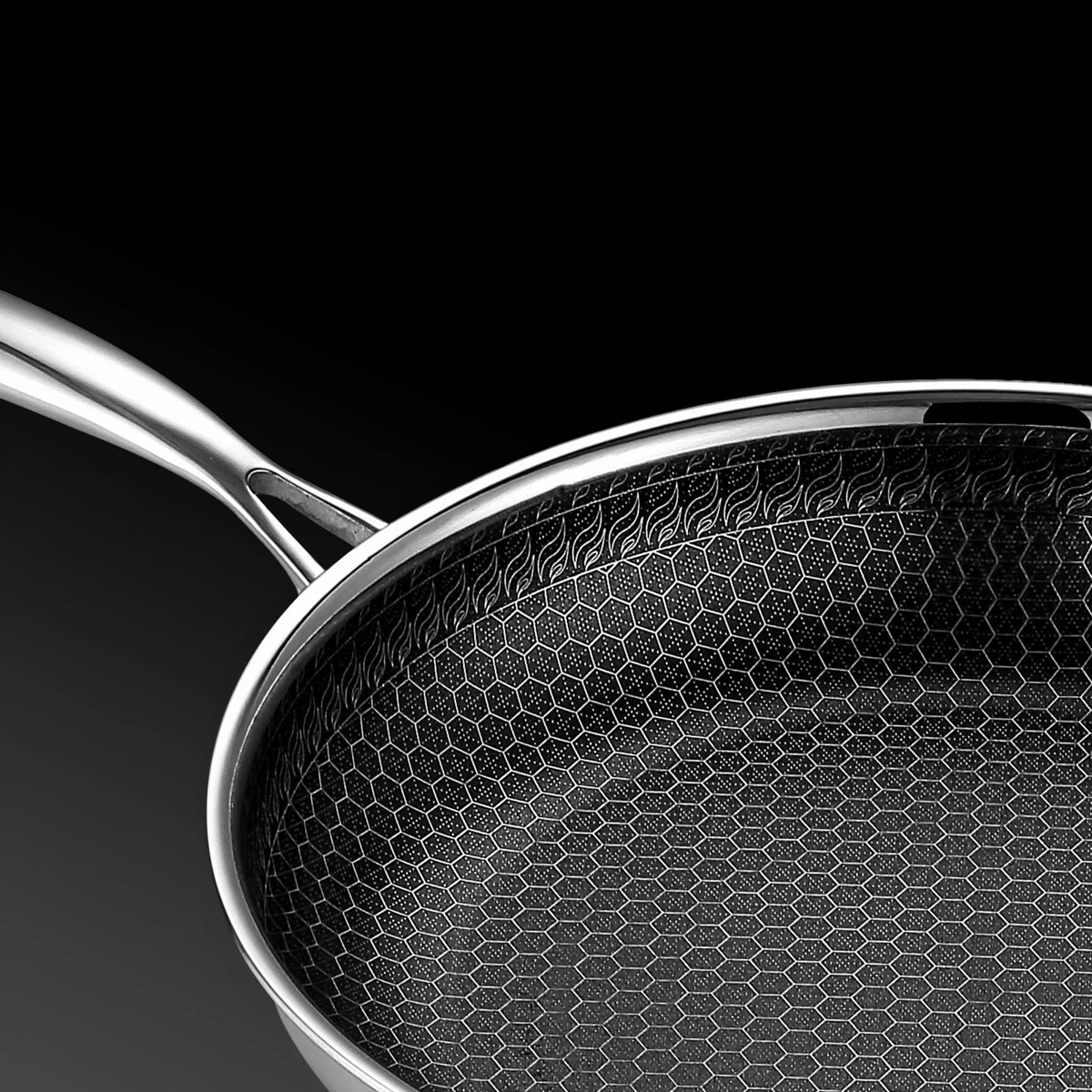 Profesjonalna patelnia ceramiczna Kanso 28 cm z pokrywką Plaster miodu Na indukcje Na gaz Nierdzewna