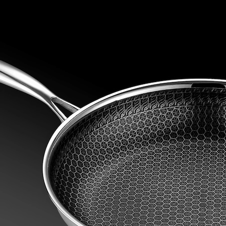 Profesjonalna patelnia ceramiczna Kanso 28 cm z pokrywką Plaster miodu Na indukcje Na gaz Nierdzewna