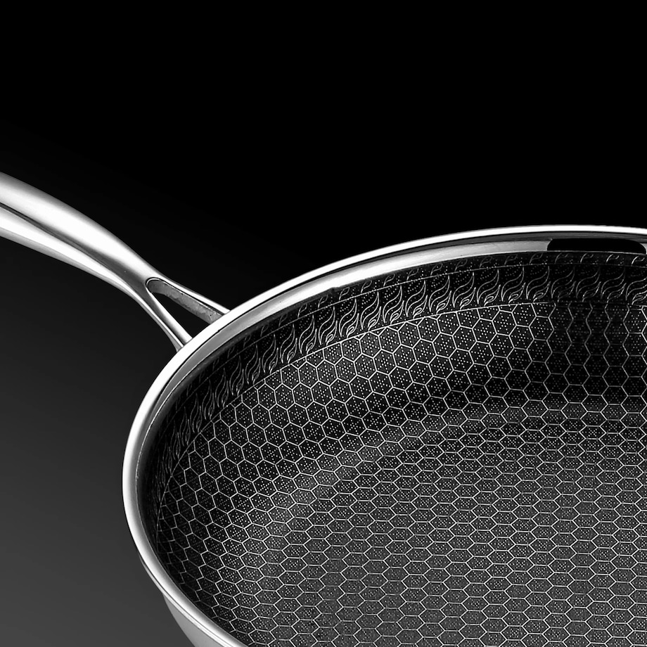 Profesjonalna patelnia ceramiczna Kanso 28 cm z pokrywką Plaster miodu Na indukcje Na gaz Nierdzewna