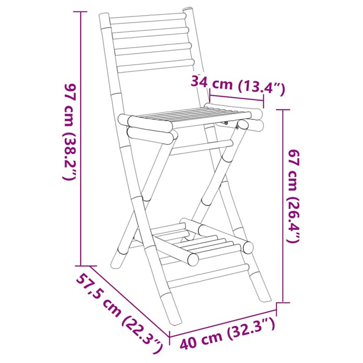 vidaXL Hokery zewnętrzne z podnóżkami, 2 szt., składane, bambusowe