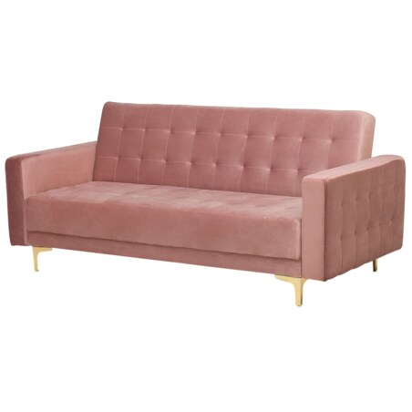 Sofa rozkładana welurowa różowa ABERDEEN