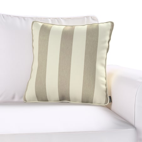 Poszewka Gabi na poduszkę 60x60 beżowo-białe pionowe pasy (5,5cm)