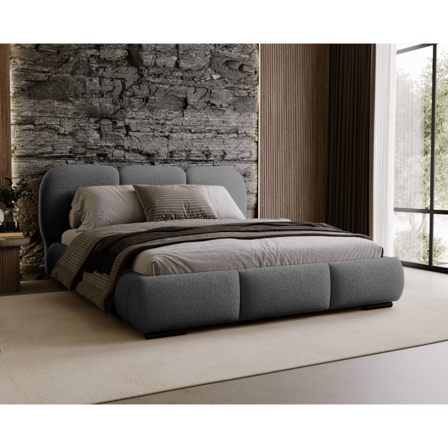 Łóżko tapicerowane 160x200 ROZA z pojemnikiem na pościel ciemnoszare