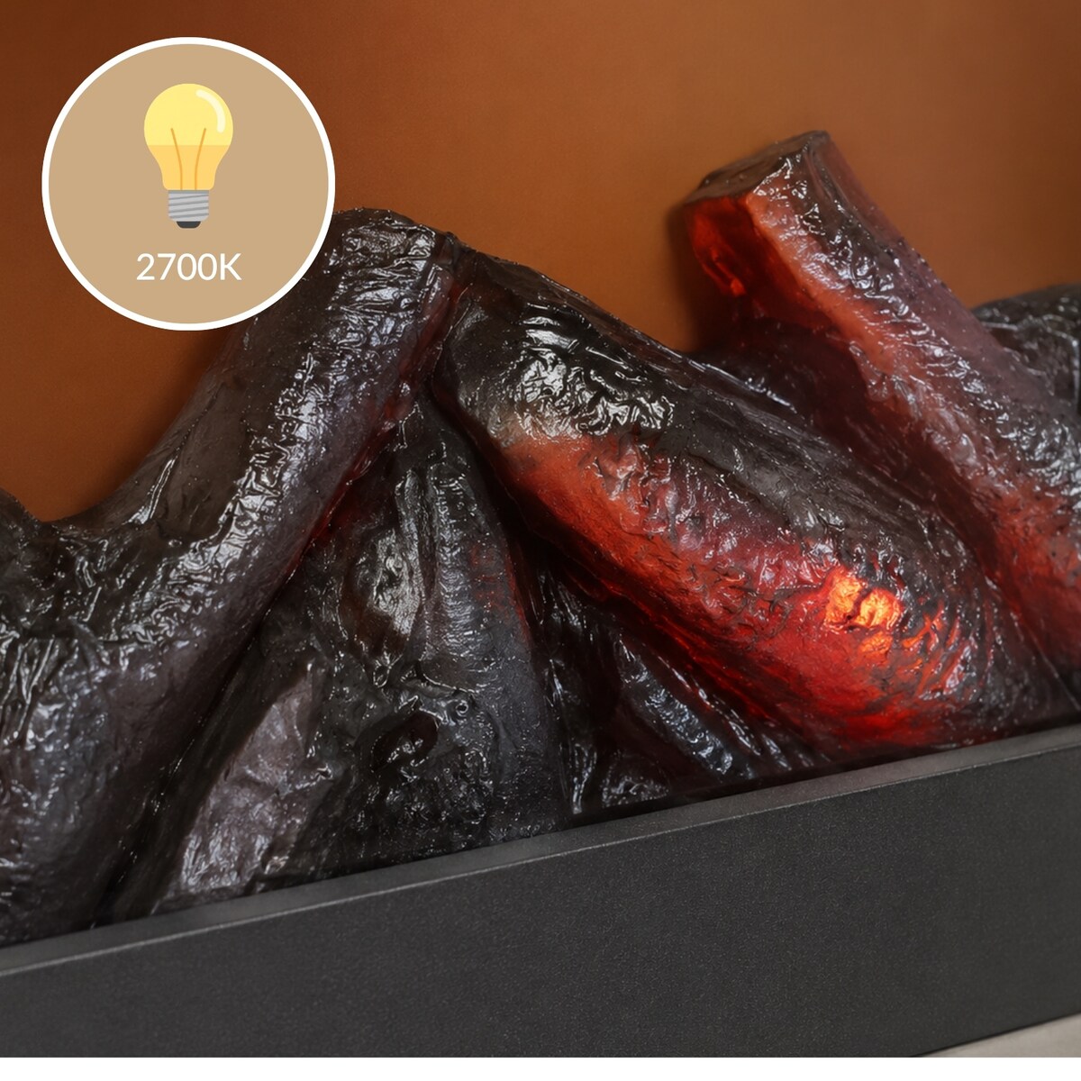 Kominek dekoracyjny LED, metalowy, 10 x 29 x 23 cm, kolor czarny