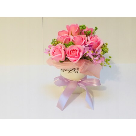 BUKIET KWIATY MYDLANE pachnące na prezent upominek urodziny imieniny róże