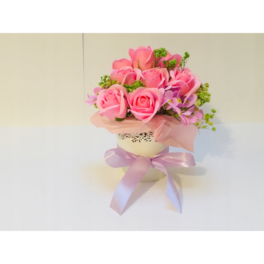 BUKIET KWIATY MYDLANE pachnące na prezent upominek urodziny imieniny róże