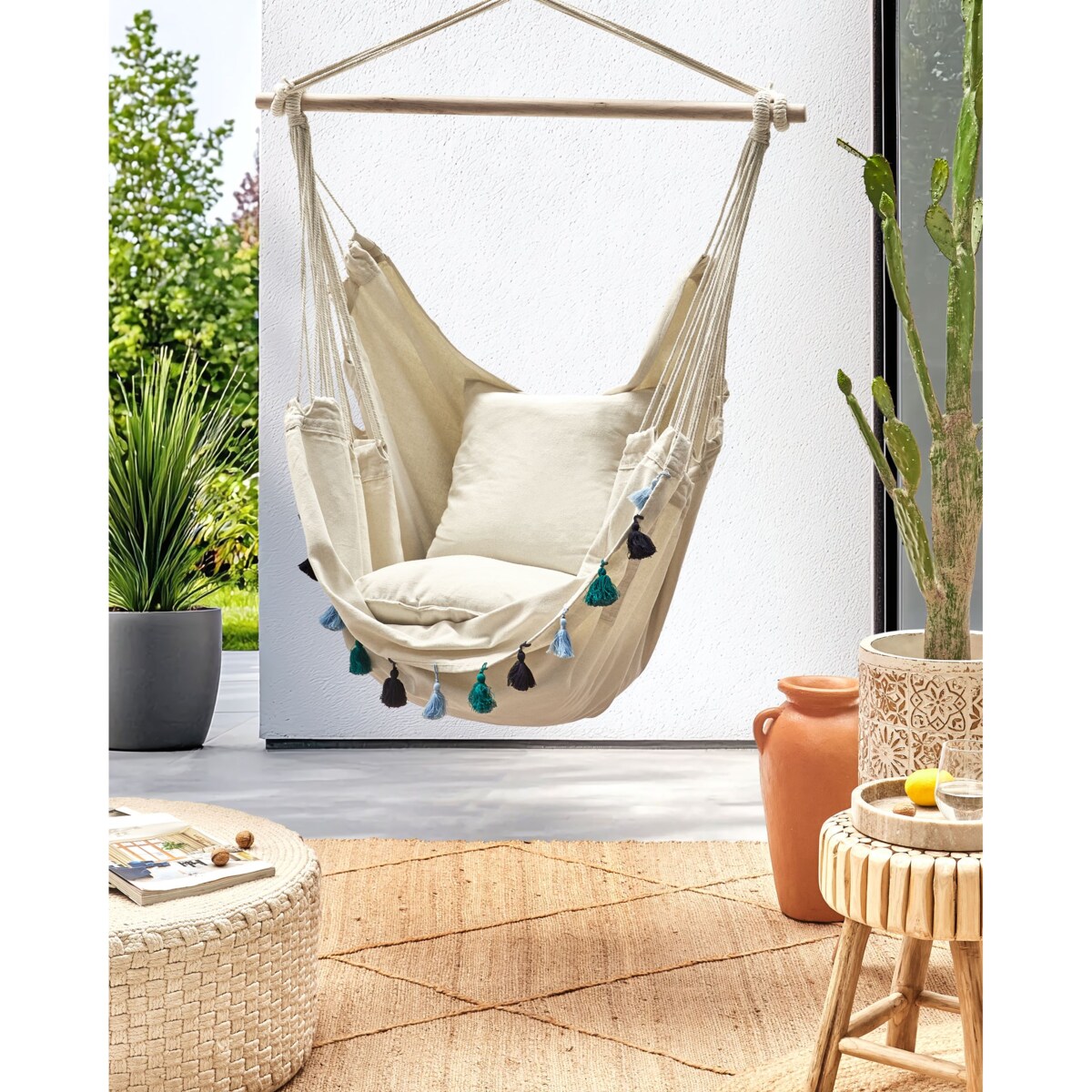 Fotel wiszący VARENA Bawełna Niebieski