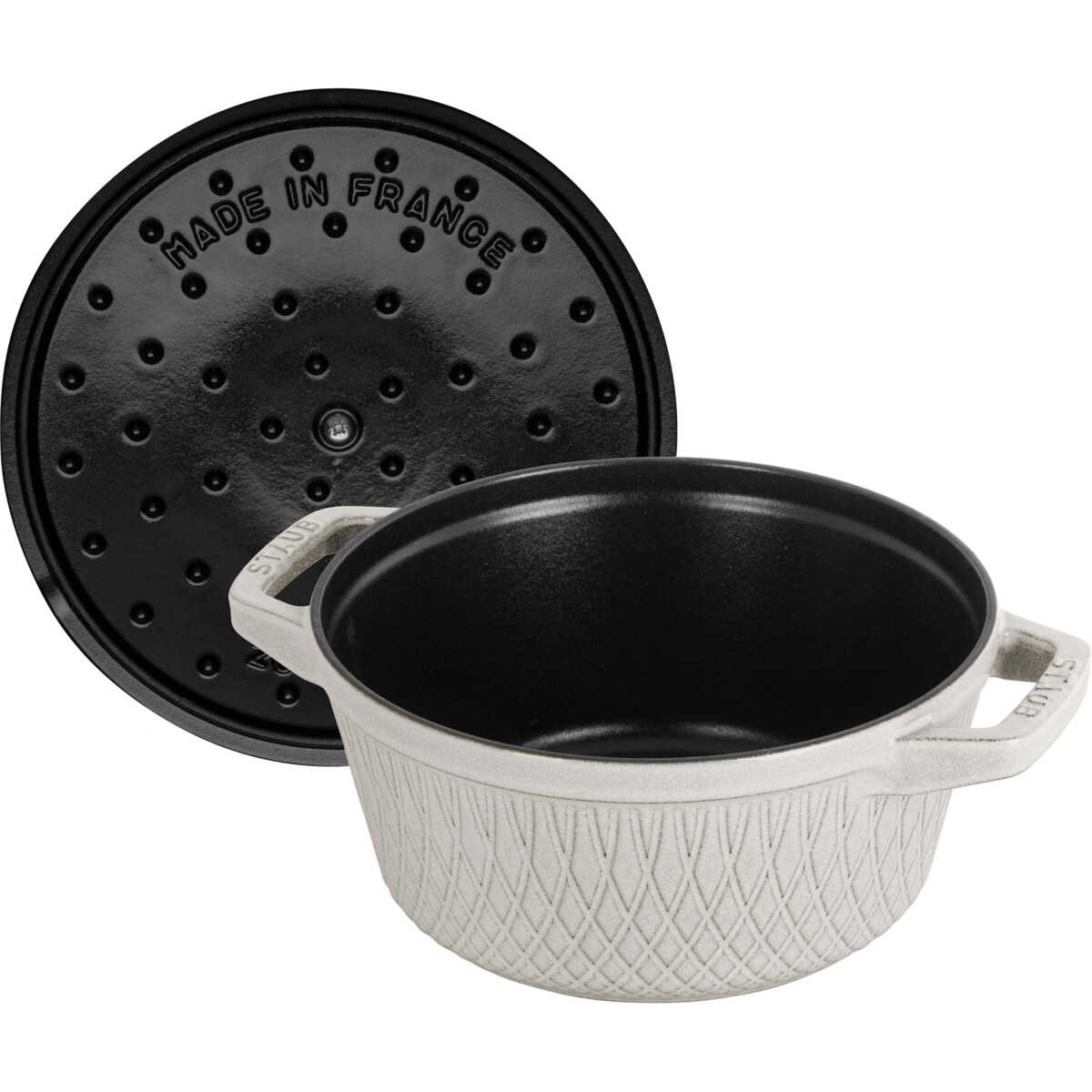 Garnek żeliwny okrągły Staub - 4 ltr, Biała trufla