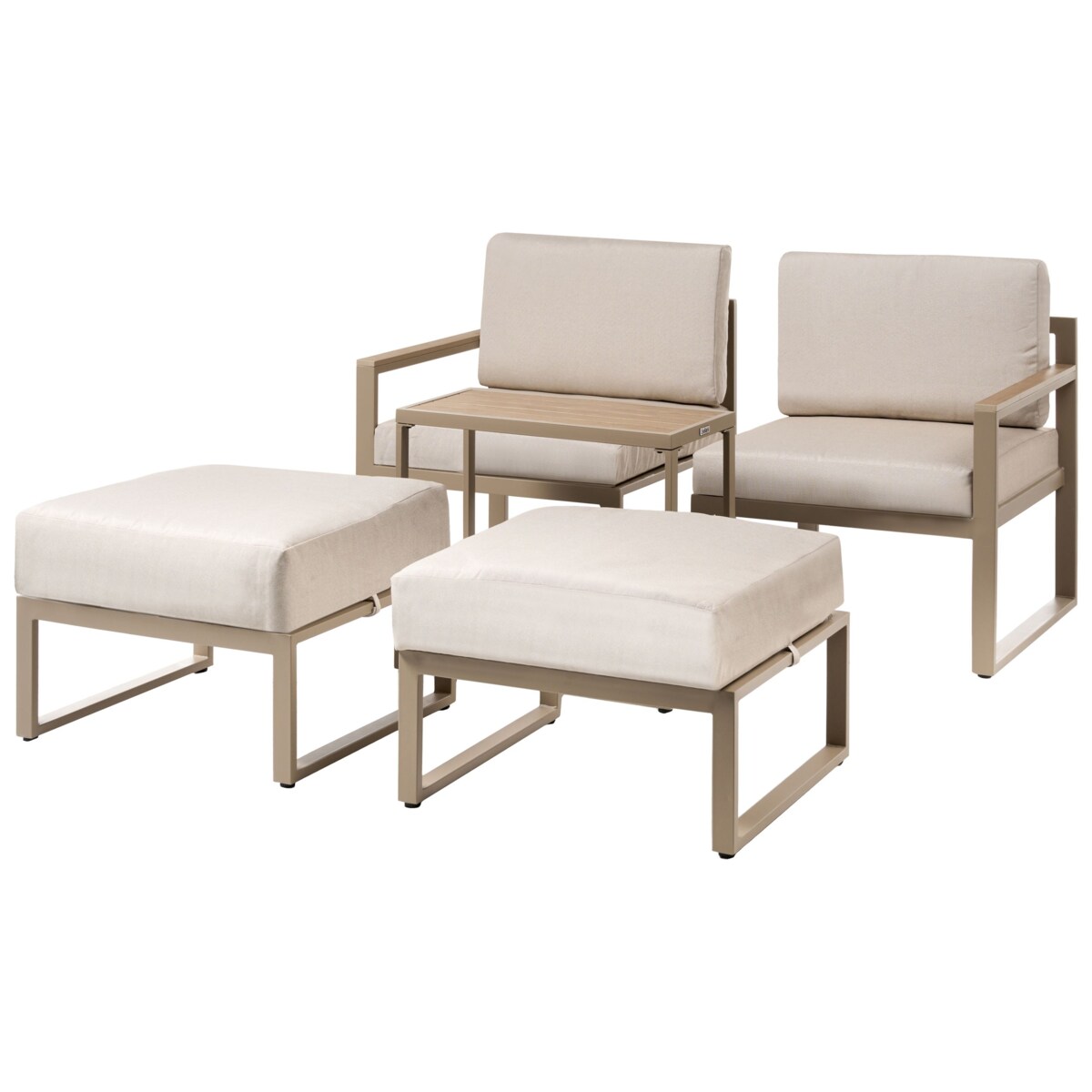 Zestaw ogrodowy ze stolikiem i otomaną dla 2 osób NOCI Modułowy Metal Beżowy