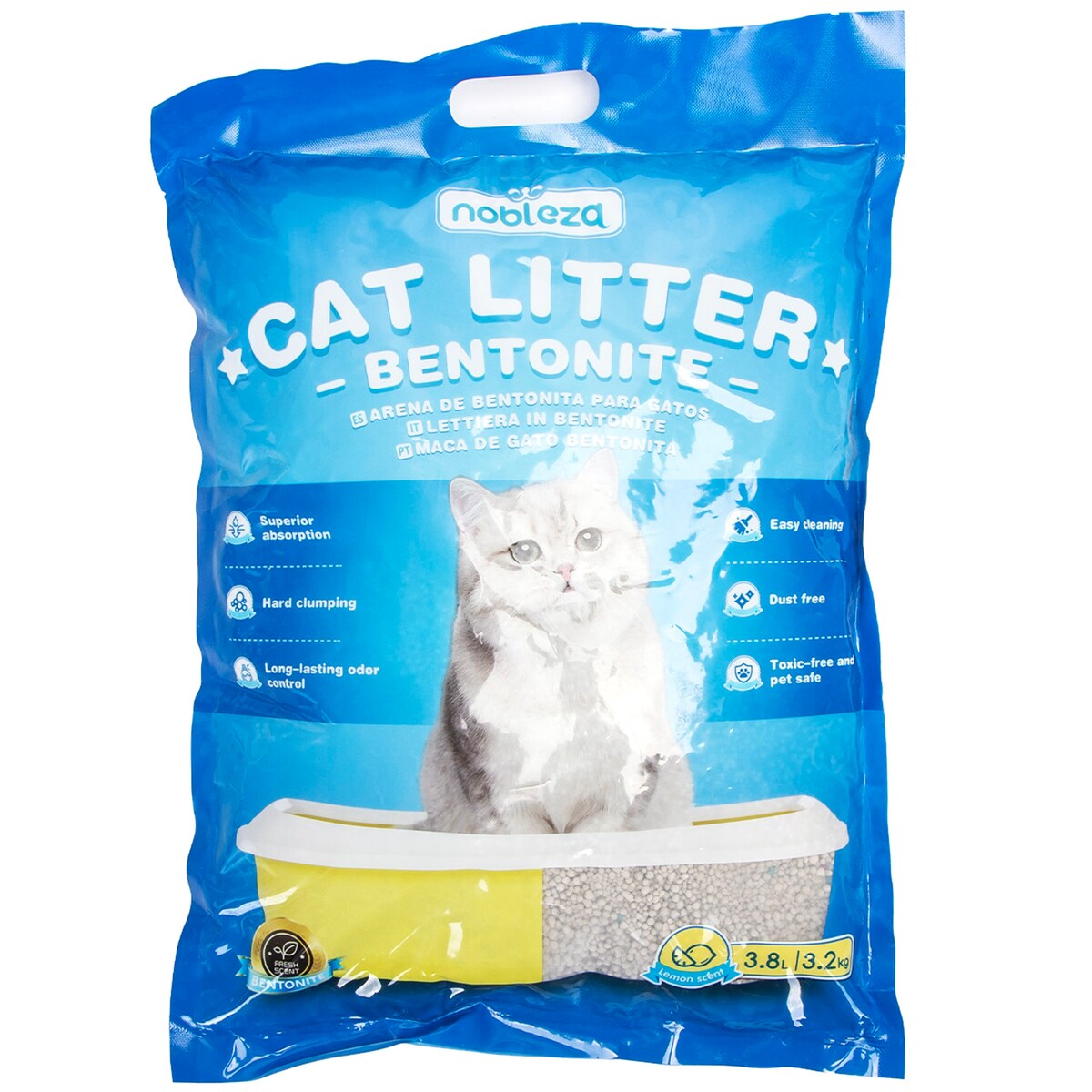 Żwirek Dla Kota Bentonitowy Do Kuwety 3,8 L Zbrylający Bezpyłowy Cytrynowy